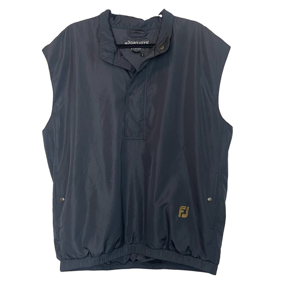 FootJoy FJ Golf Vest Mens Sz L Black Windbreaker Sleeveless 1/2 Zip Pullover